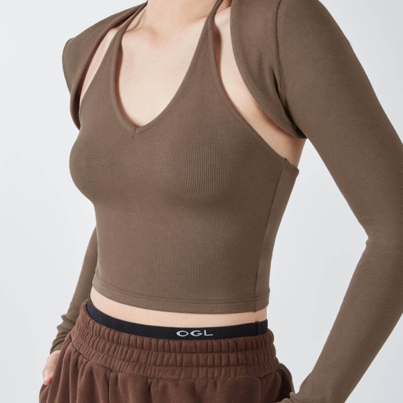 Grey Yoga top /Golf Shawl Sleeves Work out Sun Protect Top w Thumbholes hp 🔥🔥 - Picture 3 of 8